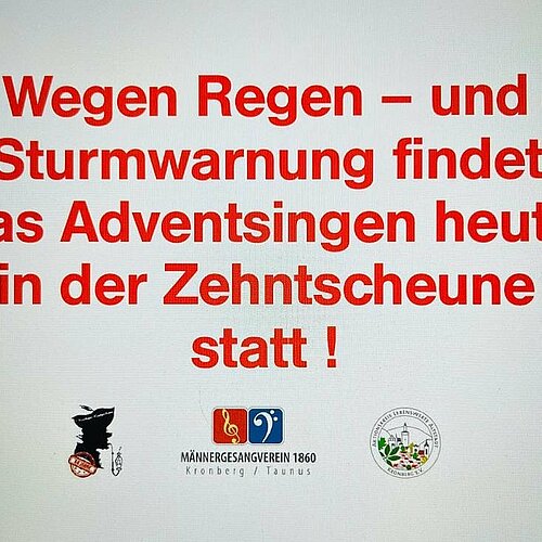 ### Achtung Achtung ###
Breaking News - Adventssingen auf der Schirn 

ALA - Aktionskreis Lebenswerte Altstadt Kronberg...