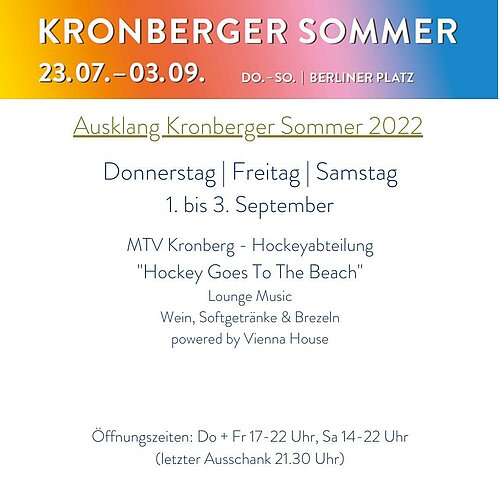 ☀️ Kronberger Sommer 🌴
 
Alles Schöne geht einmal zu Ende... das gilt auch für den Kronberger Sommer. Letztmals öffnet...